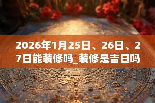 2026年1月25日、26日、27日能装修吗_装修是吉日吗