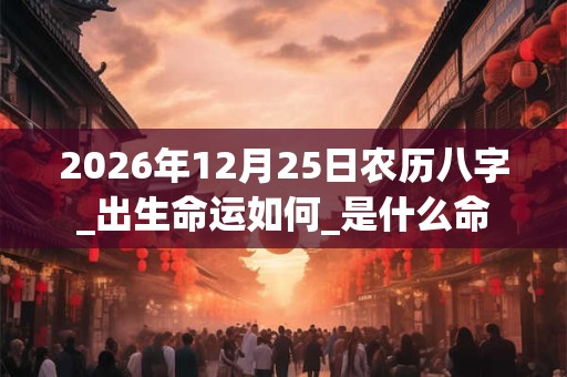 2026年12月25日农历八字_出生命运如何_是什么命