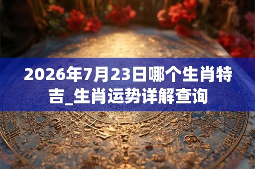 2026年7月23日哪个生肖特吉_生肖运势详解查询