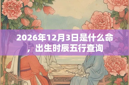 2026年12月3日是什么命,出生时辰五行查询 2026年12月3日是什么命,出生时辰五行查询