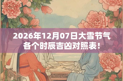 2026年12月07日大雪节气各个时辰吉凶对照表！