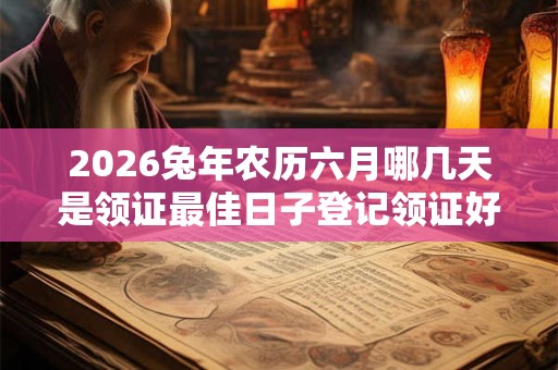 2026兔年农历六月哪几天是领证最佳日子登记领证好时机