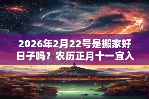 2026年2月22号是搬家好日子吗？农历正月十一宜入宅吗