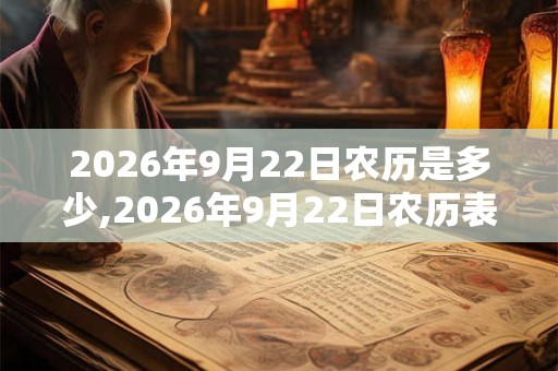 2026年9月22日农历是多少,2026年9月22日农历表