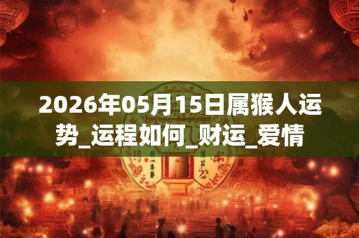 2026年05月15日属猴人运势_运程如何_财运_爱情 2026年05月15日属猴人运势_运程如何_财运_爱情