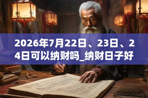 2026年7月22日、23日、24日可以纳财吗_纳财日子好吗