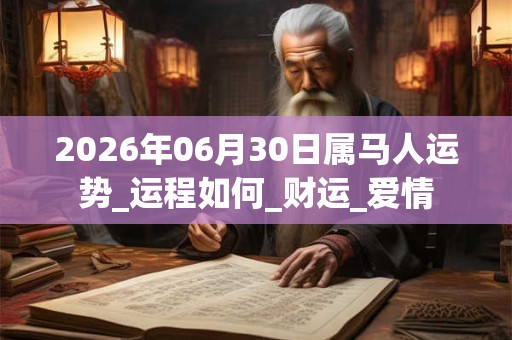2026年06月30日属马人运势_运程如何_财运_爱情