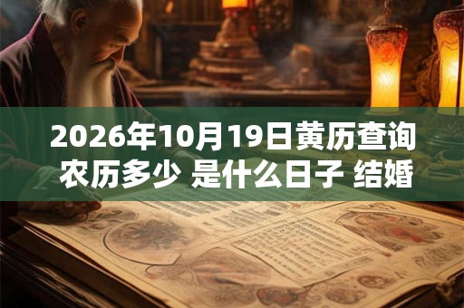 2026年10月19日黄历查询 农历多少 是什么日子 结婚吉时