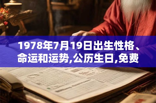 1978年7月19日出生性格、命运和运势,公历生日,免费算命 1978年7月19日出生性格、命运和运势,公历生日,免费算命