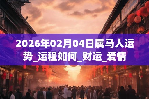 2026年02月04日属马人运势_运程如何_财运_爱情 2026年02月04日属马人运势_运程如何_财运_爱情