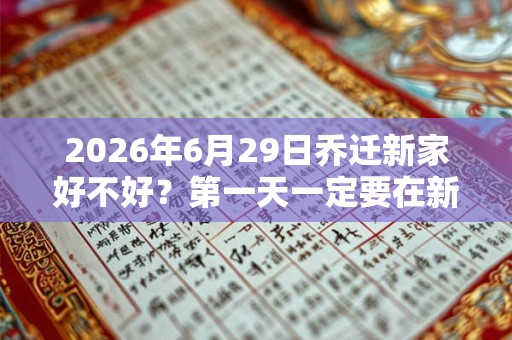 2026年6月29日乔迁新家好不好？第一天一定要在新家睡吗？