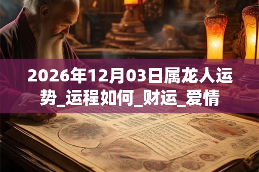 2026年12月03日属龙人运势_运程如何_财运_爱情 2026年12月03日属龙人运势_运程如何_财运_爱情