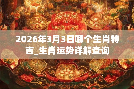2026年3月3日哪个生肖特吉_生肖运势详解查询 2026年3月3日哪个生肖特吉_生肖运势详解查询