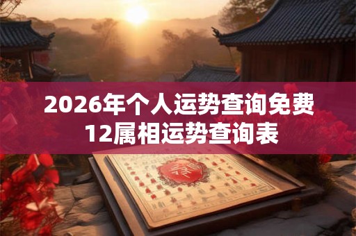 2026年个人运势查询免费 12属相运势查询表