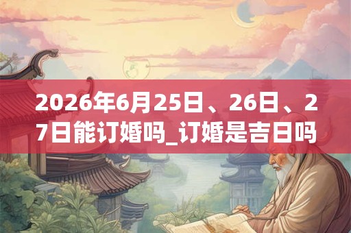 2026年6月25日、26日、27日能订婚吗_订婚是吉日吗 2026年6月25日、26日、27日能订婚吗_订婚是吉日吗