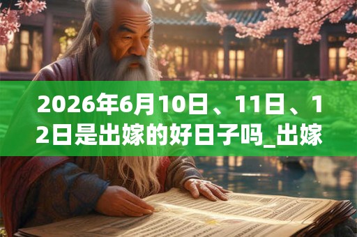 2026年6月10日、11日、12日是出嫁的好日子吗_出嫁可以吗