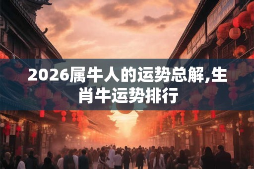 2026属牛人的运势总解,生肖牛运势排行