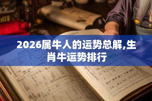 2026属牛人的运势总解,生肖牛运势排行