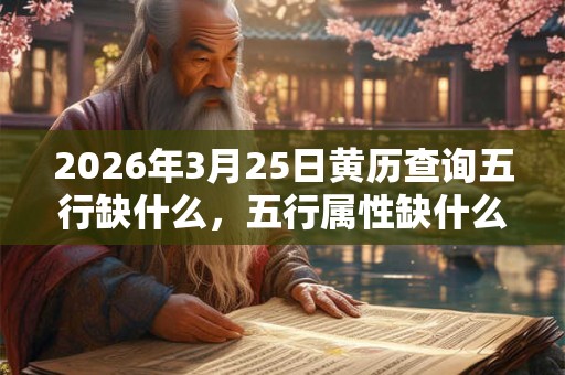 2026年3月25日黄历查询五行缺什么,五行属性缺什么 2026年3月25日黄历查询五行缺什么,五行属性缺什么
