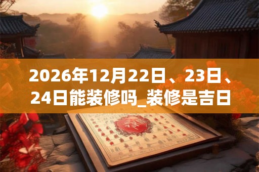 2026年12月22日、23日、24日能装修吗_装修是吉日吗 2026年12月22日、23日、24日能装修吗_装修是吉日吗
