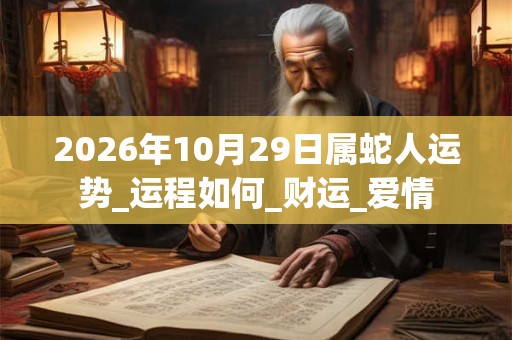 2026年10月29日属蛇人运势_运程如何_财运_爱情
