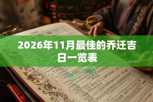 2026年11月最佳的乔迁吉日一览表