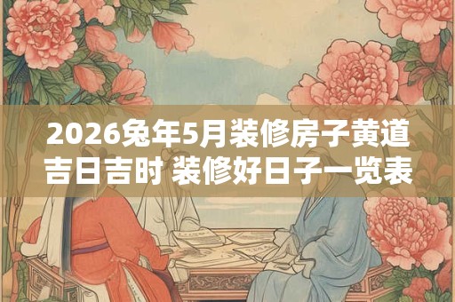 2026兔年5月装修房子黄道吉日吉时 装修好日子一览表