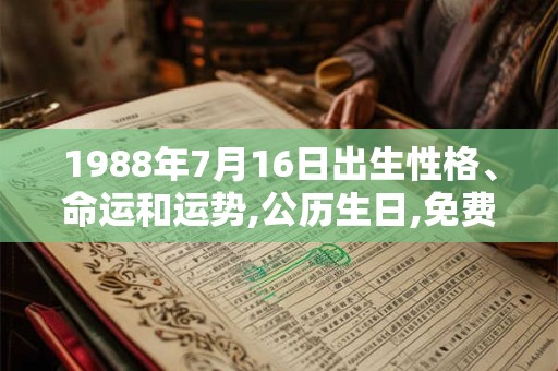 1988年7月16日出生性格、命运和运势,公历生日,免费算命