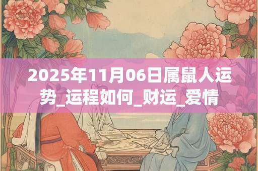 2025年11月06日属鼠人运势_运程如何_财运_爱情 2025年11月06日属鼠人运势_运程如何_财运_爱情