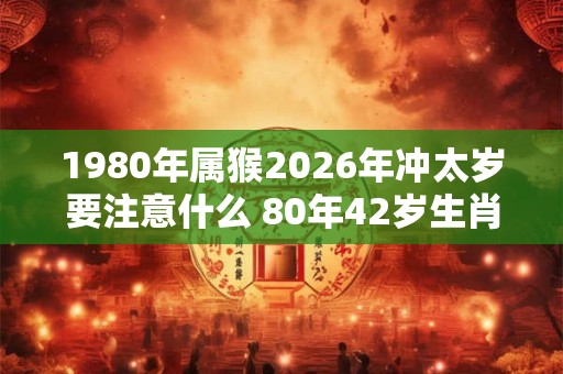 1980年属猴2026年冲太岁要注意什么 80年42岁生肖猴逢虎年运势如何 1980年属猴2026年冲太岁要注意什么 80年42岁生肖猴逢虎年运势如何