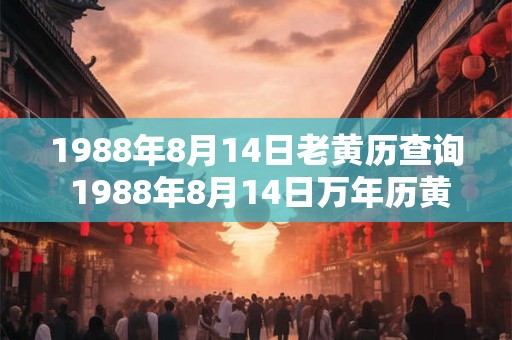 1988年8月14日老黄历查询 1988年8月14日万年历黄道吉日