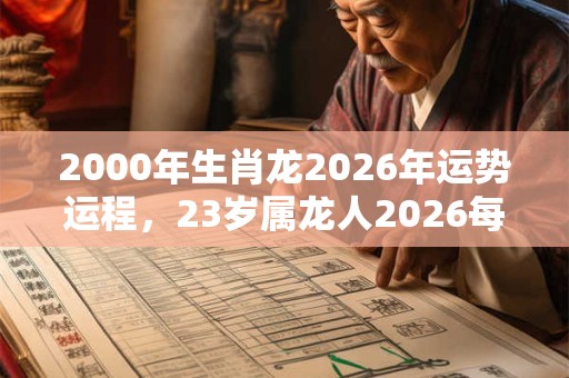 2000年生肖龙2026年运势运程，23岁属龙人2026每月月运分析
