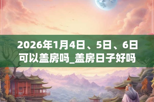 2026年1月4日、5日、6日可以盖房吗_盖房日子好吗 2026年1月4日、5日、6日可以盖房吗_盖房日子好吗