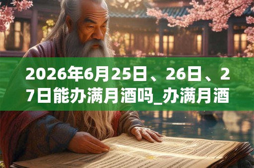 2026年6月25日、26日、27日能办满月酒吗_办满月酒是吉日吗