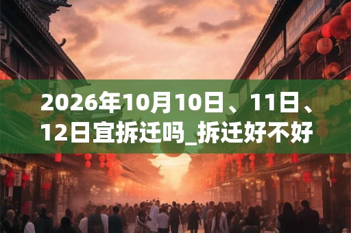 2026年10月10日、11日、12日宜拆迁吗_拆迁好不好