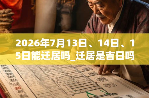 2026年7月13日、14日、15日能迁居吗_迁居是吉日吗