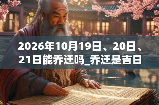 2026年10月19日、20日、21日能乔迁吗_乔迁是吉日吗