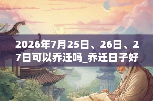 2026年7月25日、26日、27日可以乔迁吗_乔迁日子好吗