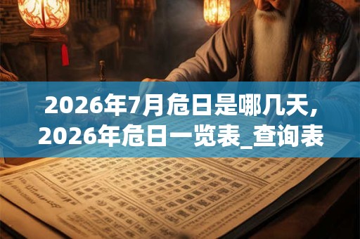 2026年7月危日是哪几天,2026年危日一览表_查询表 2026年7月危日是哪几天,2026年危日一览表_查询表