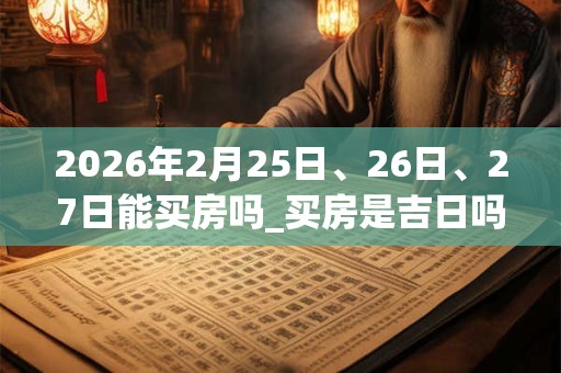 2026年2月25日、26日、27日能买房吗_买房是吉日吗 2026年2月25日、26日、27日能买房吗_买房是吉日吗