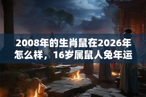 2008年的生肖鼠在2026年怎么样，16岁属鼠人兔年运势