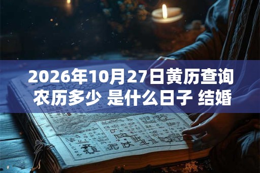 2026年10月27日黄历查询 农历多少 是什么日子 结婚吉时