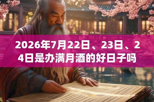 2026年7月22日、23日、24日是办满月酒的好日子吗_办满月酒可以吗