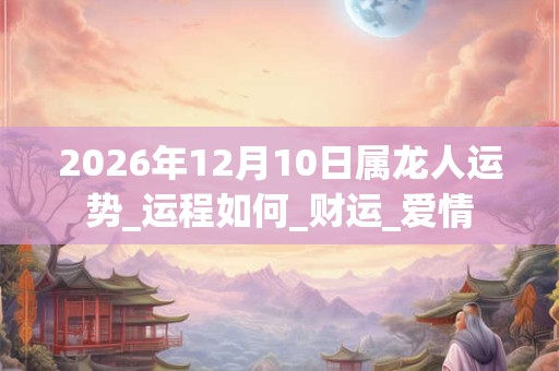 2026年12月10日属龙人运势_运程如何_财运_爱情 2026年12月10日属龙人运势_运程如何_财运_爱情