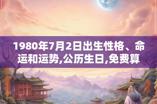 1980年7月2日出生性格、命运和运势,公历生日,免费算命 1980年7月2日出生性格、命运和运势,公历生日,免费算命