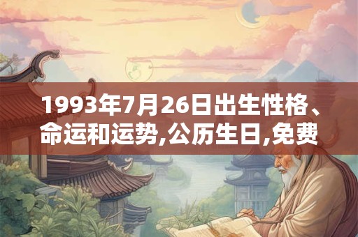 1993年7月26日出生性格、命运和运势,公历生日,免费算命 1993年7月26日出生性格、命运和运势,公历生日,免费算命