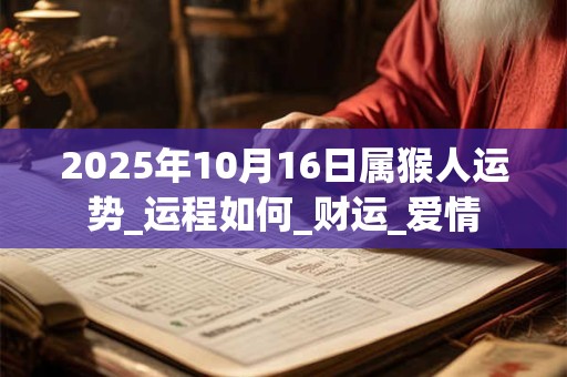 2025年10月16日属猴人运势_运程如何_财运_爱情