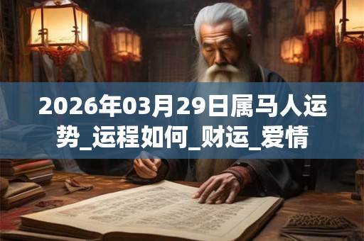 2026年03月29日属马人运势_运程如何_财运_爱情 2026年03月29日属马人运势_运程如何_财运_爱情