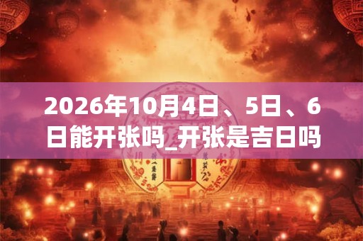 2026年10月4日、5日、6日能开张吗_开张是吉日吗 2026年10月4日、5日、6日能开张吗_开张是吉日吗