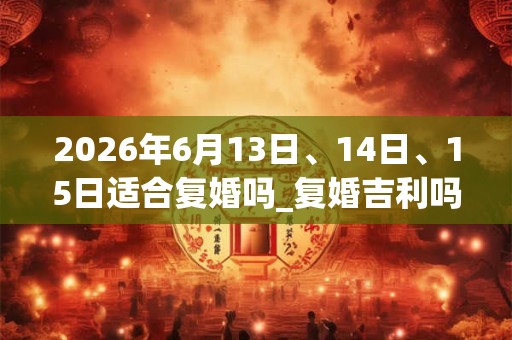 2026年6月13日、14日、15日适合复婚吗_复婚吉利吗